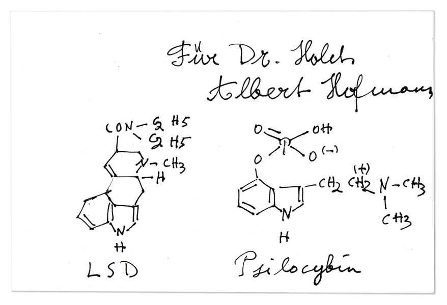 Albert Hofmann Signed Chemical Formula for LSD & Psilocybin -- Hofmann Was the First to Discover & Ingest the LSD Compound